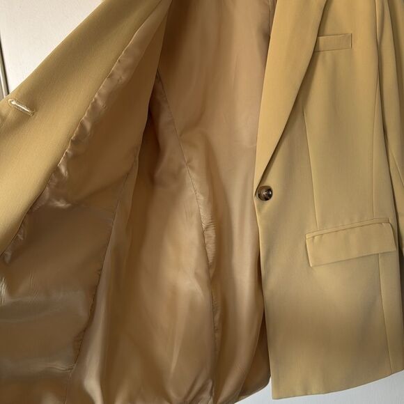Women’s Large Light‎ Yellow Blazer Single Button Classic Tailored Jacket - Picture 5 of 12